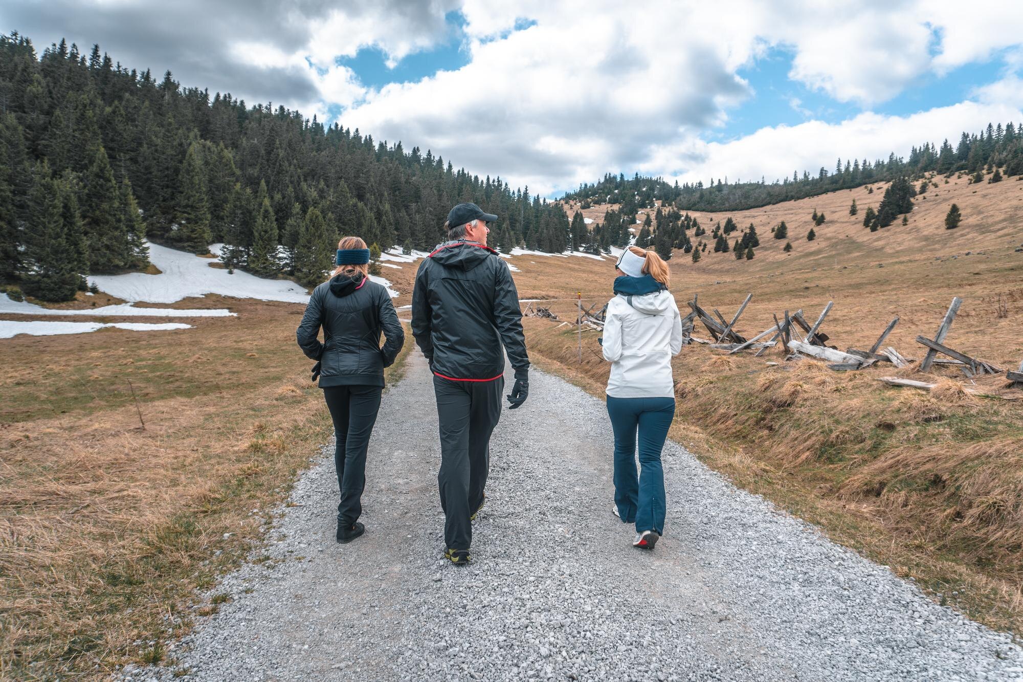 Grupo caminando en la naturaleza
